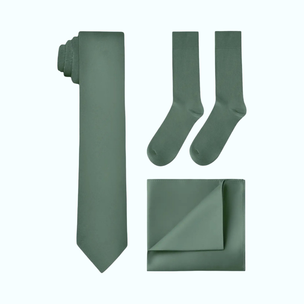 Azazie NWT Eucalyptus Men's Tie, Pocket Square & Socks Set